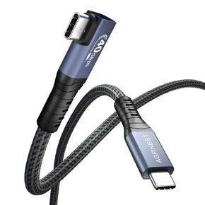 USB4 Cable 6ft Dual Right Angle (40Gbps, 100W Fast Charging, 8K@60Hz Video), USB C to USB C Cord Compatible with Thunderbolt 3 for MacBook, Mac Mini, iPad Pro, iPhone 15, XPS