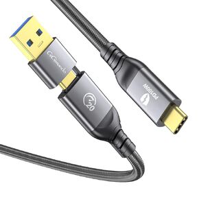 20Gbps USB 3.2 Gen 2x2 Cable 6.6 ft, Thunderbolt 3 Compatible, Support 4K 60Hz Video Output, PD 100W 5A Fast Charging for Laptop, MacBooks, iPad Pro, Dell, Phones, Docking etc