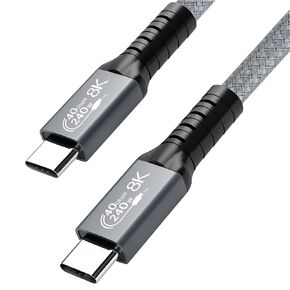 LanSenSu 240W USB4 Cable, 1FT, 40GBps Data Transmission, 240W (48V5A) PD Super Fast Charge, 8K@60Hz HD Extension for Thunderbolt 4, Mobile Phone, Notebook, MAC, SSD, PD3.1 and QC4.0