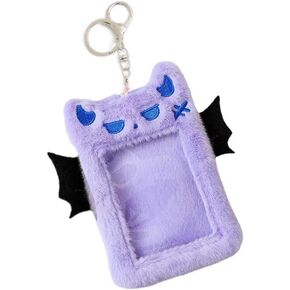 3 Inch Kpop Photocard Holder Keychain Y2K Kawaii Korean Cardholder Plush Devil Cover Cute Aesthetic Photo Sleeve