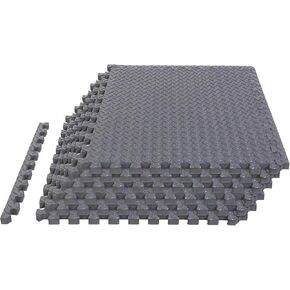 APM002GY-1 سجادات ألغاز من البلاط الإسفنجي المتشابك من Torin: سجادة رياضية EVA للأرضيات، سجادة لمعدات الصالة الرياضية المنزلية، 24 قدم مربع، سمك 1/2 بوصة، 6 بلاط، رمادي in Kuwait