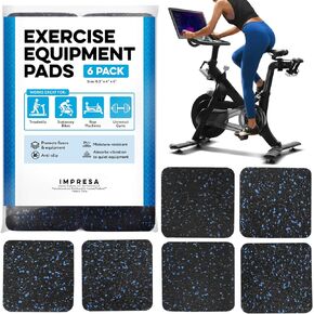 IMPRESA 6 Pack Exercise Equipment Mat 4"x 4"x 0.5" Pads - Treadmill Mat for Carpet Protection - Protective Anti-Slip Treadmill Pad for Hardwood Floors & Carpets - Home Gym Accessories- Protect Floors