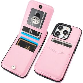 KIHUWEY Compatible with iPhone 15 Pro Case Wallet with Credit Card Holder, Flip Premium Leather Magnetic Clasp Kickstand Heavy Duty Protective Cover for iPhone 15 Pro 6.1 Inch (Black)