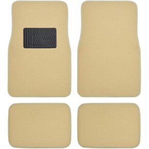 Premium 4PC Set of Carpet Car Floor Mats with Vinyl Safety Heel Pad for Car, Truck, SUV, Coupe Sedan, Black (MT-100-BK)