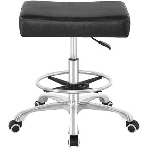 Rolling Swivel Stool Height Adjustable with Wheels Heavy Duty for Office Home Desk Counter Salon (Black) (Black, Without Footrest)