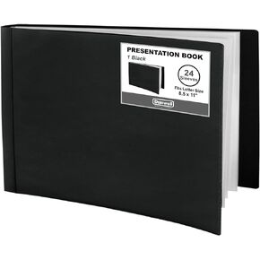 Dunwell 8.5x11 Portfolio Binder (Horizontal), Plastic Presentation Book, 24 Pockets Displays 48 Pages of Letter Size Documents, Certificates, Keepsakes, Art Portfolio Folder, Acid-Free Poly