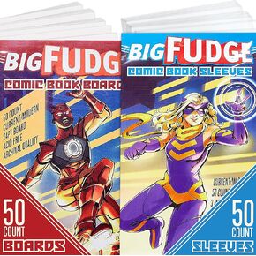 BIG FUDGE Comic Book Bags - Comics Plastic Covers - Cover Protector Sleeves - 7.25" x 10.5" Sleeve Bag - Supplies for Collecting Comic Books