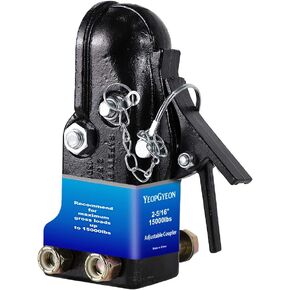 Adjustable Trailer Coupler for Ball Size 2-5/16" Capacity 15000lbs Black Trailer Coupler