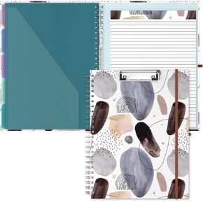 Hongri Clipboard Folio with Refillable Lined Notepad, Clipboards with 5 A4 Folders Storage 10 Pockets, Spiral Clip Board Portfolio, Size 12.8" x 9.7", Office Supplies, School Supplies, Abstract Art in Kuwait