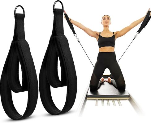 2 Pcs Pilates Double Loop Straps for Reformer Feet Fitness Equipment Straps Yoga Pilates Equipment D-Ring Exercise Strap for Gym Workout Home in Saudi Arabia