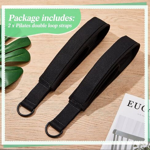 2 Pcs Pilates Double Loop Straps for Reformer Feet Fitness Equipment Straps Yoga Pilates Equipment D-Ring Exercise Strap for Gym Workout Home in Saudi Arabia