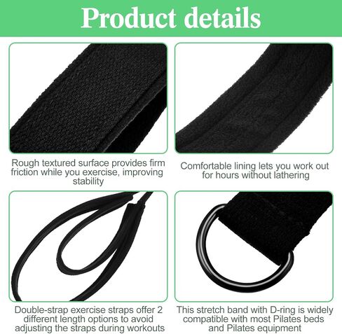 2 Pcs Pilates Double Loop Straps for Reformer Feet Fitness Equipment Straps Yoga Pilates Equipment D-Ring Exercise Strap for Gym Workout Home in Saudi Arabia
