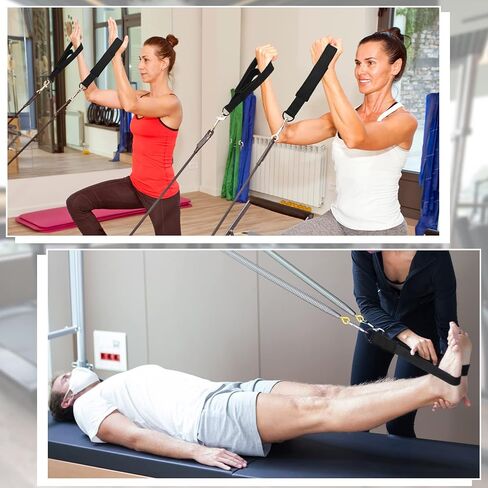 2 Pcs Pilates Double Loop Straps for Reformer Feet Fitness Equipment Straps Yoga Pilates Equipment D-Ring Exercise Strap for Gym Workout Home in Saudi Arabia