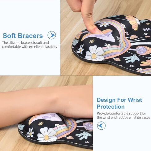 Seorsok Cute Mouse Pad with Wrist Support Keyboard Wrist Rest Set,Ergonomic Mouse Pad with Non-Slip Base for Office Gaming Working Computers,Easy Typing & Pain Relief Mouse Mat,Fruit&Orange in Kuwait