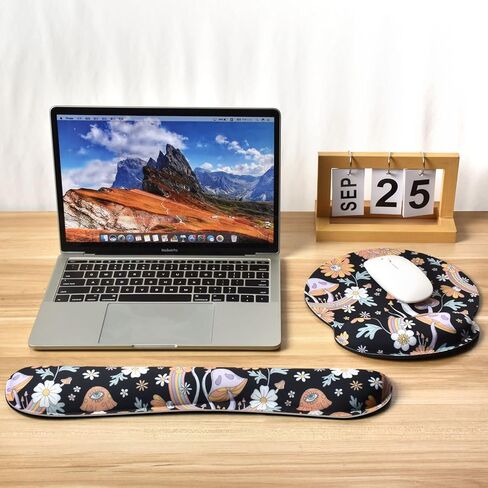 Seorsok Cute Mouse Pad with Wrist Support Keyboard Wrist Rest Set,Ergonomic Mouse Pad with Non-Slip Base for Office Gaming Working Computers,Easy Typing & Pain Relief Mouse Mat,Fruit&Orange in Kuwait