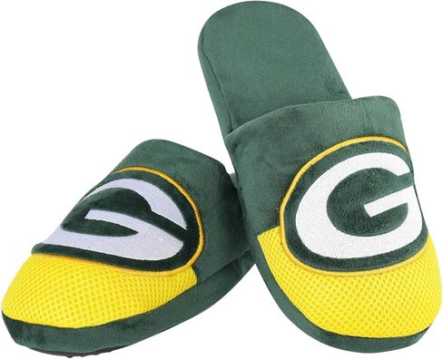 شبشب FOCO Green Bay Packers NFL للشباب بشعار Staycation - مقاس L (2-3) in Kuwait