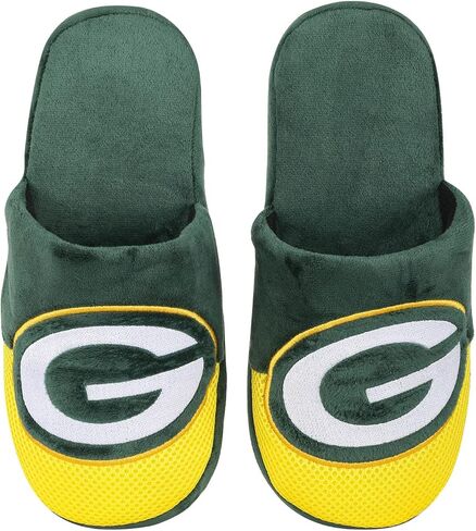 شبشب FOCO Green Bay Packers NFL للشباب بشعار Staycation - مقاس L (2-3) in Kuwait