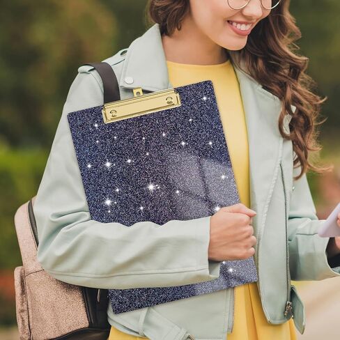Rimilak Acrylic Clipboards, Glitter Clipboard with Low Profile Gold Clip, Designed for Classroom School and Office Use, A4 Letter Size 9" x 12.5" Sparkly Clipboards for Students Women Men, Black in Kuwait