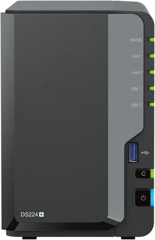 Synology DS224+ 2-Bay Diskstation NAS (Intel Celeron J4125 4-Core 2.0 جيجا هرتز 2 جيجا DDR4 RAM 2xRJ-45 1 جيجابت LAN-Port) حزمة 12 تيرابايت مع 2X 6 تيرابايت WD Red Plus in Kuwait