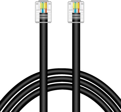 CAT5 / CAT5e RJ11 Data Cable DSL Cable 15ft High-Speed DSL Modem Cable Twisted Wire UTP RJ11 6P4C Male to Male Black - 15 Feet in Saudi Arabia