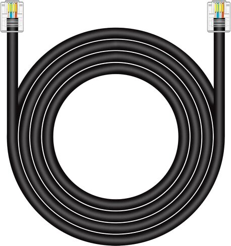 CAT5 / CAT5e RJ11 Data Cable DSL Cable 15ft High-Speed DSL Modem Cable Twisted Wire UTP RJ11 6P4C Male to Male Black - 15 Feet in Saudi Arabia