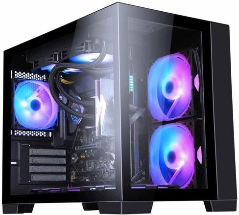 حقيبة كمبيوتر M711 سوداء اللون Micro ATX Mini-ITX Tower PC حافظة عالية تدفق الهواء من الزجاج المقسى المزدوج مع مروحة ARGB مقاس 3 × 12 سم مثبتة مسبقًا USB3.0X2 360 مم دعم AIO في الأعلى in Saudi Arabia