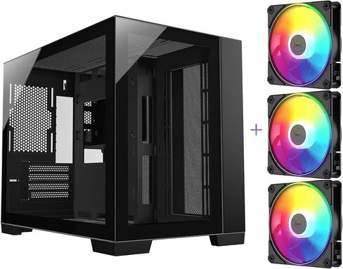 حقيبة كمبيوتر M711 سوداء اللون Micro ATX Mini-ITX Tower PC حافظة عالية تدفق الهواء من الزجاج المقسى المزدوج مع مروحة ARGB مقاس 3 × 12 سم مثبتة مسبقًا USB3.0X2 360 مم دعم AIO في الأعلى in Saudi Arabia