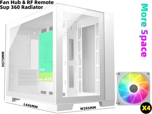 حقيبة كمبيوتر M711 سوداء اللون Micro ATX Mini-ITX Tower PC حافظة عالية تدفق الهواء من الزجاج المقسى المزدوج مع مروحة ARGB مقاس 3 × 12 سم مثبتة مسبقًا USB3.0X2 360 مم دعم AIO في الأعلى in Saudi Arabia
