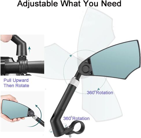 مرآة الدراجة، مرايا الدراجة للمقود، تدور 360 درجة بعدسات مضادة للوهج، مرآة رؤية خلفية آمنة لركوب الدراجات in Kuwait