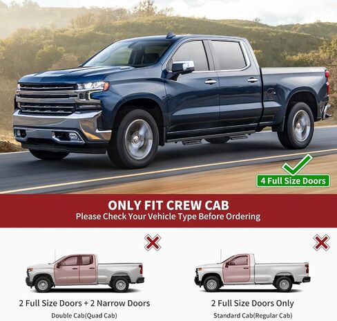 YITAMOTOR Drop Side Steps for 2019-2024 Chevy Silverado/GMC Sierra 1500, 2020-2024 2500HD 3500HD - Black Powder Coated Nerf Bars in Saudi Arabia