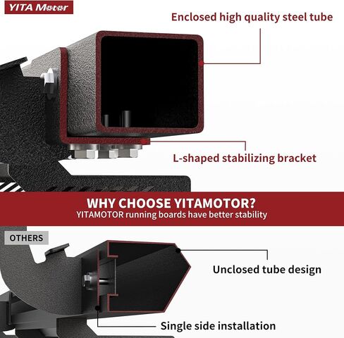 YITAMOTOR Drop Side Steps for 2019-2024 Chevy Silverado/GMC Sierra 1500, 2020-2024 2500HD 3500HD - Black Powder Coated Nerf Bars in Saudi Arabia