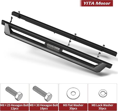 خطوات جانبية من YITAMOTOR لسيارة 2019-2024 Chevy Silverado/GMC Sierra 1500، 2020-2024 2500HD 3500HD - قضبان Nerf مطلية بمسحوق أسود in Saudi Arabia