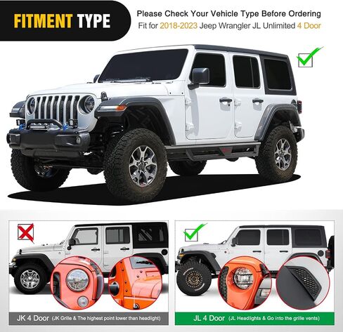 لوحات تشغيل Nilight لـ 2007-2018 Wrangler JK & Unlimited 4 أبواب، نظام عوارض مزدوجة مطور بخطوات جانبية مقاومة للانزلاق، قضبان Nerf للشاحنات الثقيلة سوداء اللون، (رقم 2 DR ولا JL) in Saudi Arabia