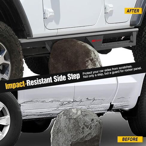 لوحات تشغيل Nilight لـ 2007-2018 Wrangler JK & Unlimited 4 أبواب، نظام عوارض مزدوجة مطور بخطوات جانبية مقاومة للانزلاق، قضبان Nerf للشاحنات الثقيلة سوداء اللون، (رقم 2 DR ولا JL) in Saudi Arabia
