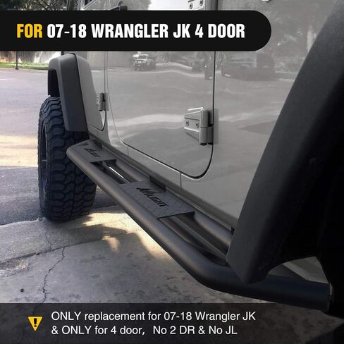 لوحات تشغيل Nilight لـ 2007-2018 Wrangler JK & Unlimited 4 أبواب، نظام عوارض مزدوجة مطور بخطوات جانبية مقاومة للانزلاق، قضبان Nerf للشاحنات الثقيلة سوداء اللون، (رقم 2 DR ولا JL) in Saudi Arabia