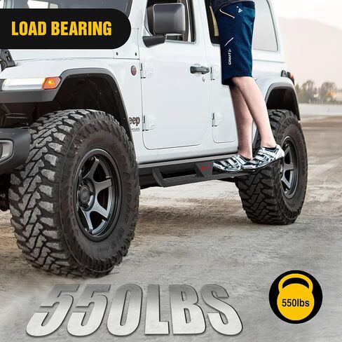 لوحات تشغيل Nilight لـ 2007-2018 Wrangler JK & Unlimited 4 أبواب، نظام عوارض مزدوجة مطور بخطوات جانبية مقاومة للانزلاق، قضبان Nerf للشاحنات الثقيلة سوداء اللون، (رقم 2 DR ولا JL) in Saudi Arabia