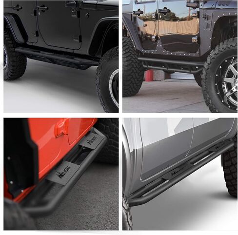 لوحات تشغيل Nilight لـ 2007-2018 Wrangler JK & Unlimited 4 أبواب، نظام عوارض مزدوجة مطور بخطوات جانبية مقاومة للانزلاق، قضبان Nerf للشاحنات الثقيلة سوداء اللون، (رقم 2 DR ولا JL) in Saudi Arabia