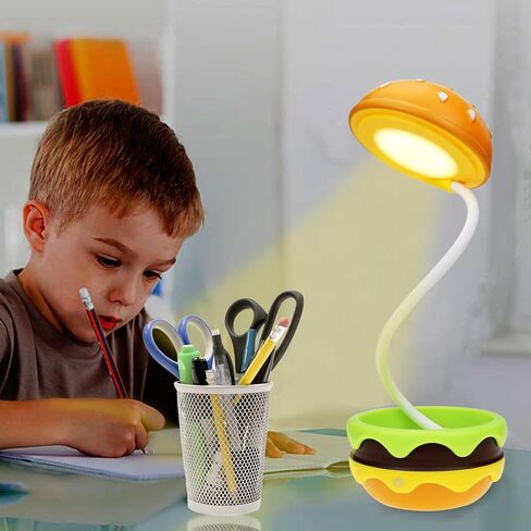 Cute Desk Lamp for Kids, Rechargeable Hamburger Small Desk Lamps with Adjustable Neck Dimmable Touch Switch, Nursery Night Lights, Kawaii Desk Accessories, Kawaii Room Decor for Boys Girls Gifts in Kuwait