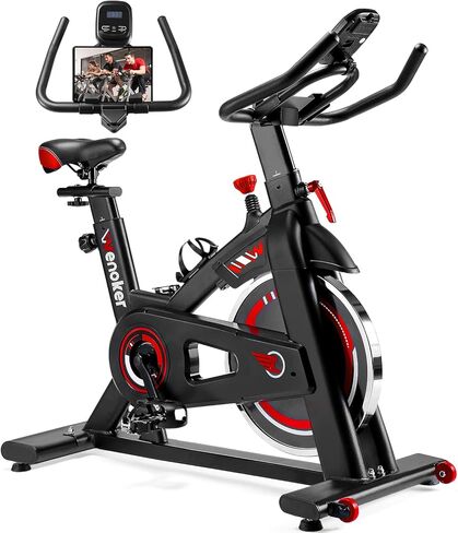 Exercise Bike, WENOKER Stationary Bike for Home, Indoor Bike with Silent Belt Drive, Heavy Flywheel, Comfortable Seat Cushion and Upgraded LCD Monitor (Newest Version) in Kuwait