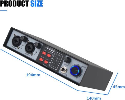 واجهة صوت USB MX02 (32 بت/ 384 كيلو هرتز) بطاقة صوت، طاقة فانتوم 48 فولت، مع مقبس سماعة الرأس، وحدة تحكم الإنتاج ووحدة التحكم في الاستوديو للتسجيل والإنتاج والبث الصوتي والجيتار in Kuwait