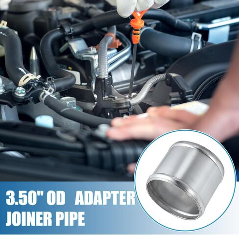 Car Adapter Joiner Pipe Universal 89mm 3.50" OD 76mm 2.99" Length Connector Tubing Adapter Aluminum Alloy Silver Tone in Saudi Arabia