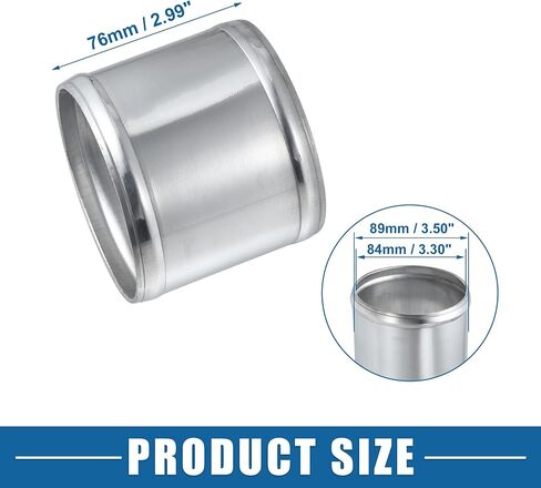 Car Adapter Joiner Pipe Universal 89mm 3.50" OD 76mm 2.99" Length Connector Tubing Adapter Aluminum Alloy Silver Tone in Saudi Arabia