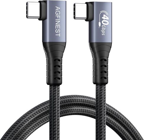 كابل USB4 بطول 6 أقدام بزاوية يمنى مزدوجة (40 جيجابت في الثانية، شحن سريع 100 واط، فيديو 8K@60 هرتز)، سلك USB C إلى USB C متوافق مع Thunderbolt 3 لأجهزة MacBook وMac Mini وiPad Pro وiPhone 15 وXPS in Saudi Arabia
