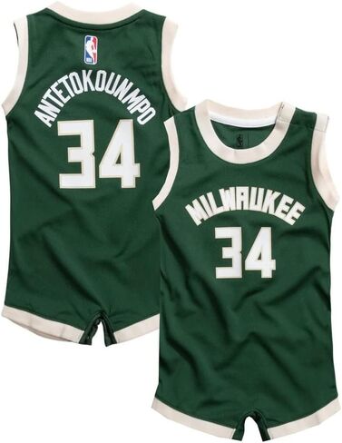 جيانيس أنتيتكونمبو ميلووكي باكس NBA للرضع من عمر 12 إلى 24 شهرًا إصدار Green Icon Edition Romper Onesie Player Jersey in Kuwait