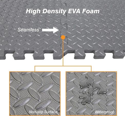 APM002GY-1 سجادات ألغاز من البلاط الإسفنجي المتشابك من Torin: سجادة رياضية EVA للأرضيات، سجادة لمعدات الصالة الرياضية المنزلية، 24 قدم مربع، سمك 1/2 بوصة، 6 بلاط، رمادي in Kuwait