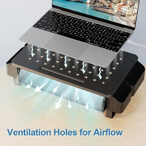 Zimilar Monitor Stand Riser with Drawer, Monitor Riser with Side Storage Pockets for Desk, Metal Monitor Stand for Laptop, PC Screen, Printer, iMac, Computer Monitor Stand for Home Office in Kuwait