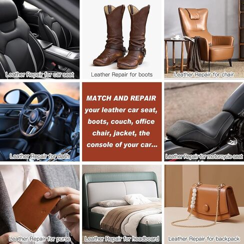 12 Colors Leather Repair Kit - for Furniture Car Seats Couches Sofa Shoes Boat, Leather Dye Restore Scratches Tears Holes, Purses Jacket Leather Paint, Vinyl Repair Kit Bonded Leather Genuine Italian… in Saudi Arabia
