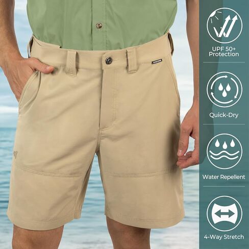 KastKing Cool Caster Men's Fishing Shorts, UPF 50+ Hiking Shorts, 10.5" and 7.5" Available, Water Repellent, 4-Way Stretch in Saudi Arabia