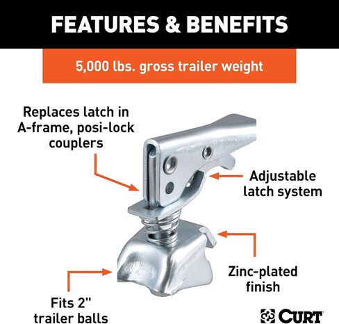 مزلاج بديل لقارنة التوصيل Posi-Lock من CURT 25294 لـ CURT #25101 أو #25210، الزنك الشفاف in Saudi Arabia