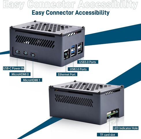 حافظة ألومنيوم GeeekPi لـ Raspberry Pi 5، مع مروحة 4010 PWM ومبددات حرارة نحاسية لـ Raspberry Pi 5، تدعم المبرد النشط الرسمي Raspberry Pi 5، X1000/X1001/X1003/N04/N05 PCIe الطرفية in Kuwait